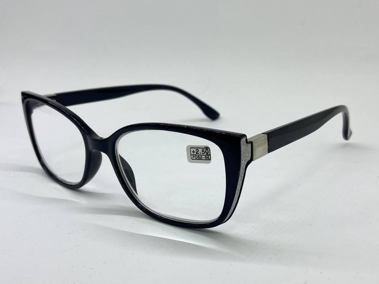 Очки для зрения женские лисички в пластиковой оправе +2.0, Черный (ID ...