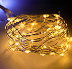 Гірлянда крапля роси світлодіодна 5м 50 LED роса на батрейках 3АА теплий білий, фото 2