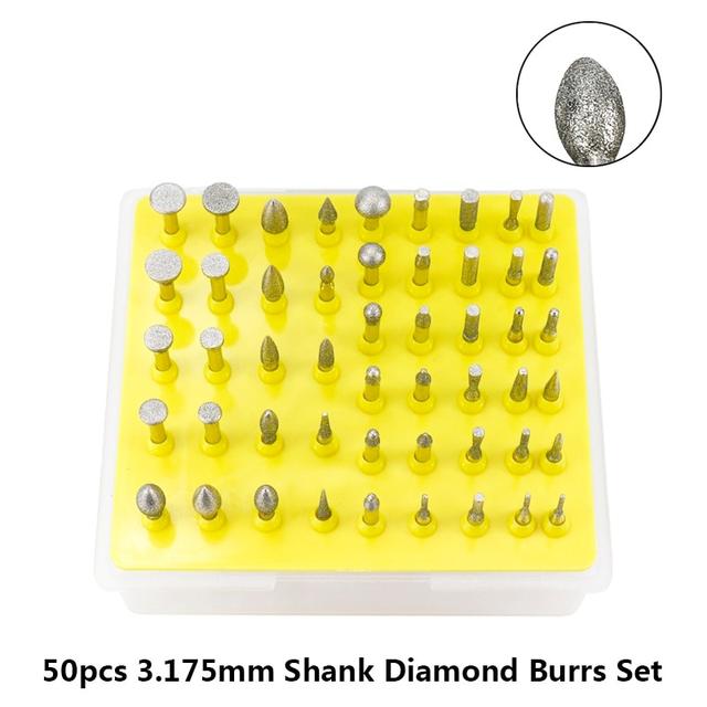 Набор алмазных насадок 50шт (фрез, шарошек) для гравера/Dremel. Domast ...