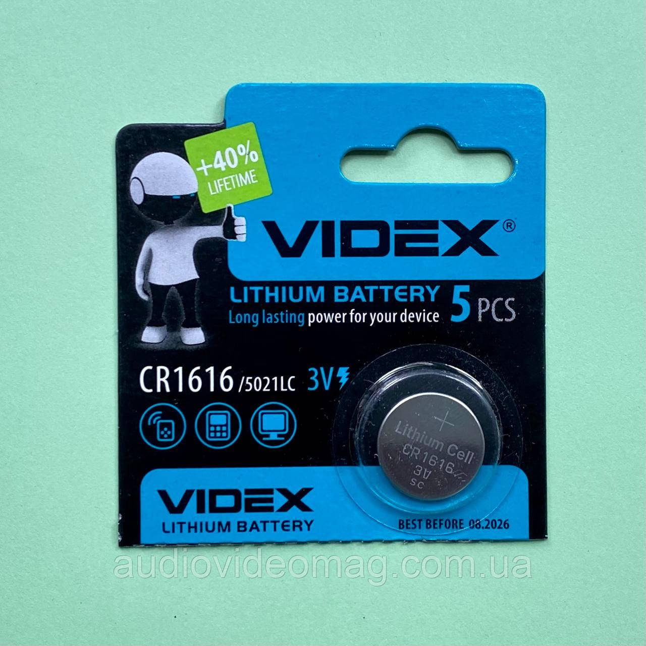 Батарейка 3V CR1616 VIDEX Lithium літієва, фото 1
