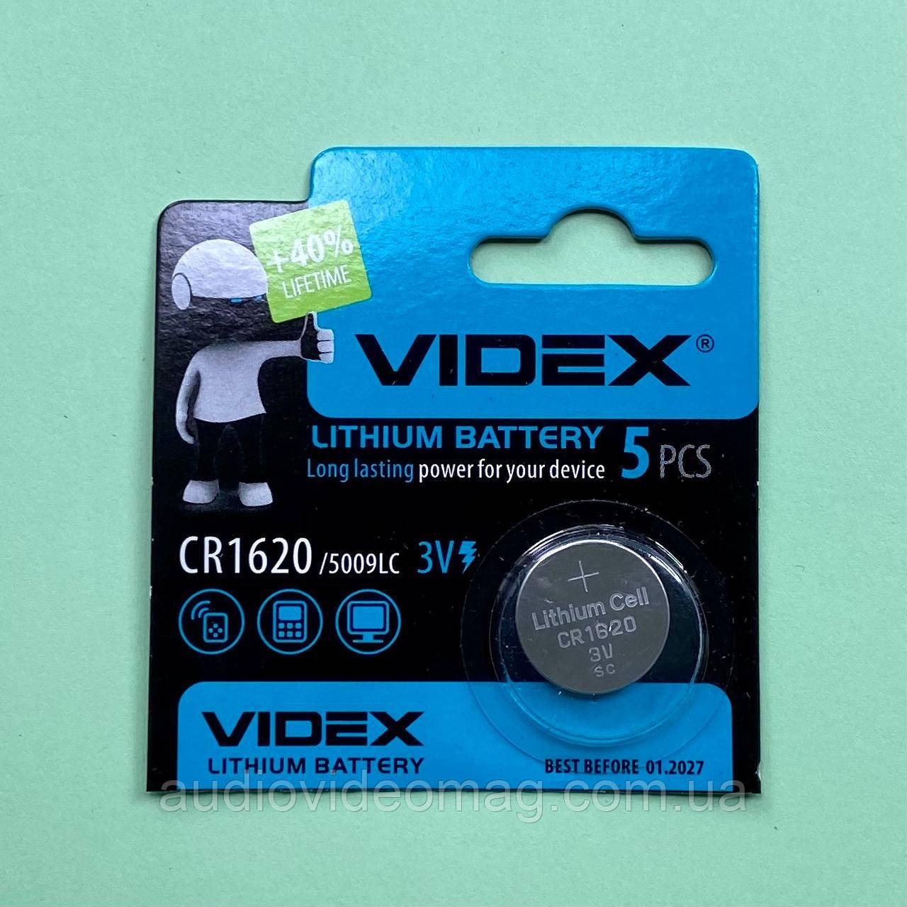 Батарейка 3V CR1620 VIDEX Lithium літієва, фото 1