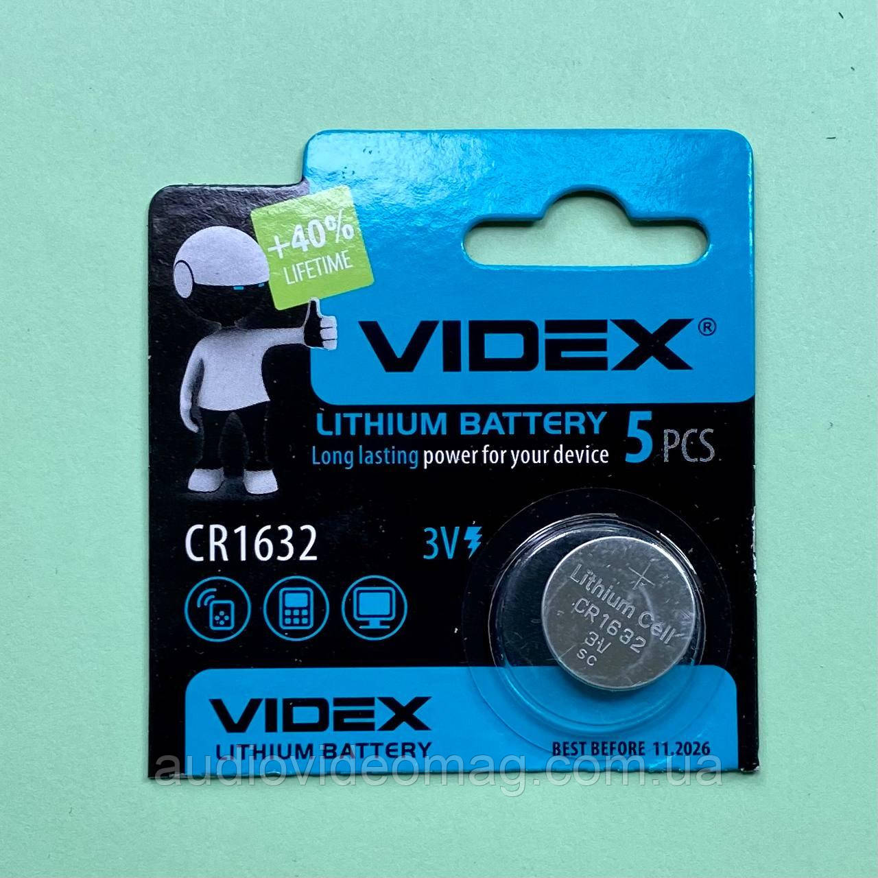 Батарейка 3V CR1632 VIDEX Lithium літієва, фото 1