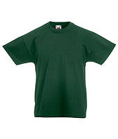 Детские футболки Унисекс Fruit of the loom, футболки детские базовые, детская футболка 9-11, темно-зеленый
