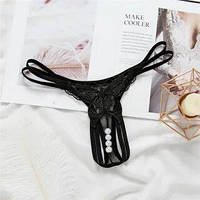 Жіночі мереживні стринги з намистинками