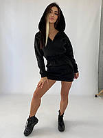 Платье мини Street женское теплое с начесом с капюшоном и карманом-кенгуру разные цвета Smdv6544