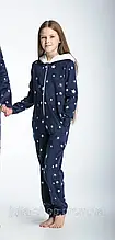 Теплий дитячий домашній комбінезон піжама кігурумі WIKTORIA 911 темно-синій