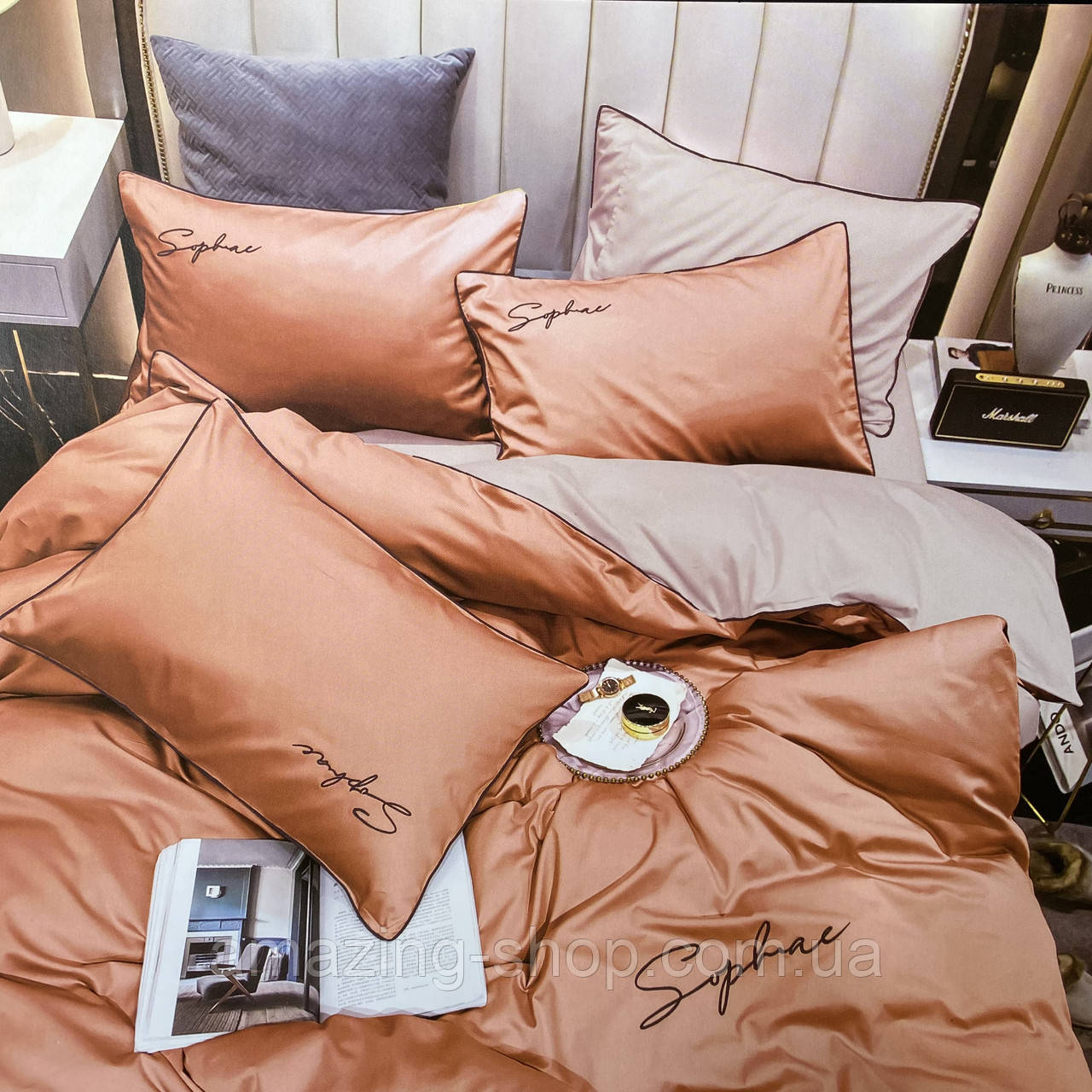 Якісна постільна білизна із сатину Двоспальний розмір 180*220 см, фото 1