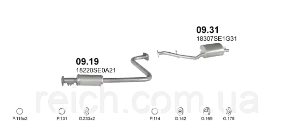 Глушник Хонда Акорд Аэродек Honda Accord Aerodeck 2.0 P Cat Kombi 1987-1989 115 85 2.0 I Aerodeck 16V