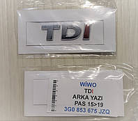 Эмблема значок на багажник, надпись на багажник TDI (I-ЧЕРВОНА PASSAT 15>19) (3G0 853 675 JZQ)