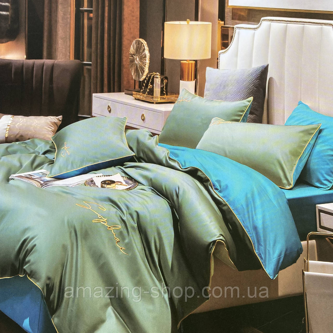 Якісна постільна білизна із сатину Двоспальний розмір 180*220 см, фото 1