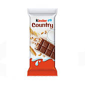 Шоколадний батончик Kinder Country Milk з начинкою зі злаків та молока, 23,5г.