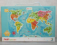 Пазли картонні (5-7 років) "Мапа Світу" укр. версія 300110/100110 (10) 100 елементів "Dodo"