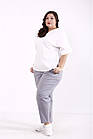 Лаконічна стильна біла блузка літня лляна офісна комфортна великого розміру 58, фото 4