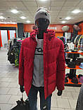 Чоловіча зимова куртка червона капюшон, фото 2