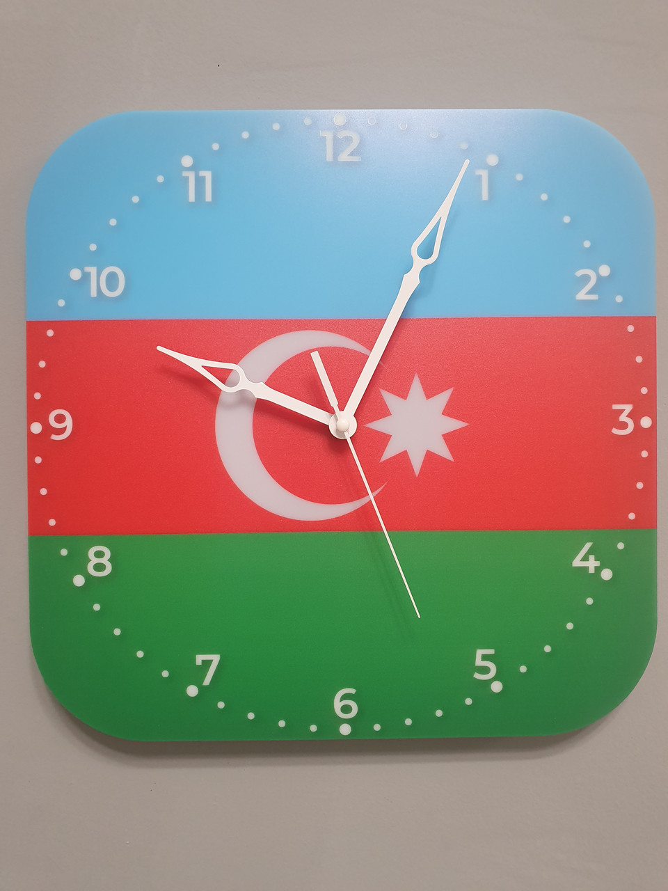 Настінний годинник прапор прапор Азербайджану, подарунок азербайджанцю, азербайджанський декор, фото 1