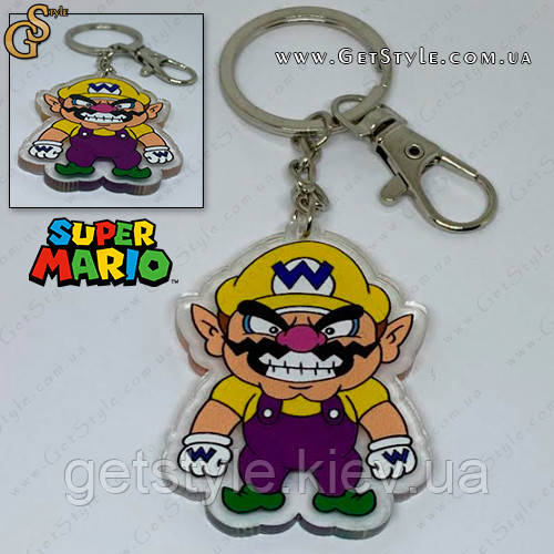 Брелок акриловий Варіо Super Mario у подарунковому пакованні, фото 1