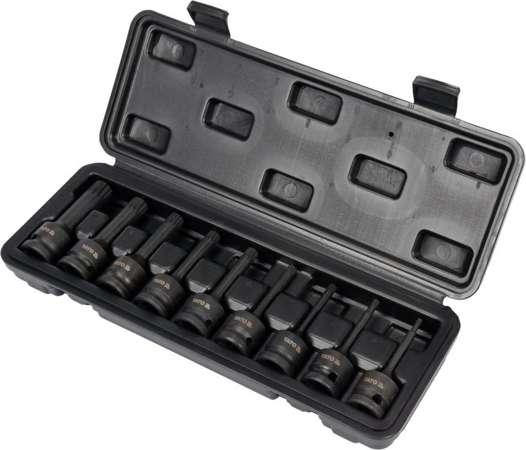 Набір насадок викруткових ударних SPLINE YATO : квадрат 1/2"; M4-M16; CrMo, 9 шт + кейс YT-10691