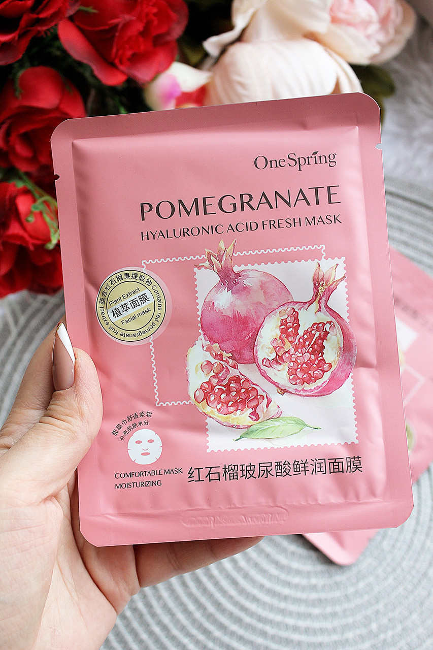 Тканинна маска з екстрактом граната One Spring Pomegranate Hyaluronic acid fresh mask