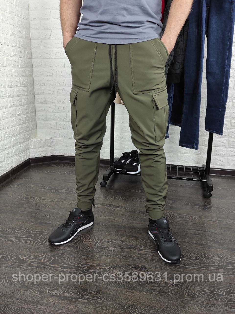 Мужские Штаны Карго SoftShell на Флисе , Хаки — Купить Недорого на Bigl ...