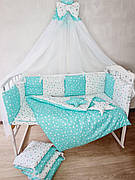 Набір постільної білизни в дитяче ліжечко Зірочки - Бортики в ліжечко - 8 предметів