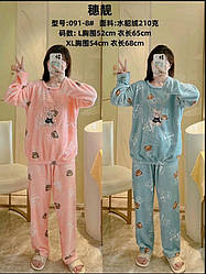 Комплект жіночий, рвана махра (кофта довгий рукав + штани)