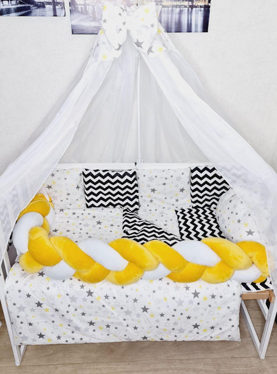 Набір постільної білизни в дитяче ліжечко "Коса" - Бортики / Захист у ліжечко з косичкою