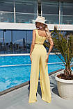 Легкий жіночий костюм топ і брюки Люкс жовтий (різні кольори) XS S M L, фото 2