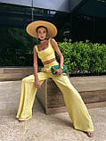Легкий жіночий костюм топ і брюки Люкс жовтий (різні кольори) XS S M L, фото 3