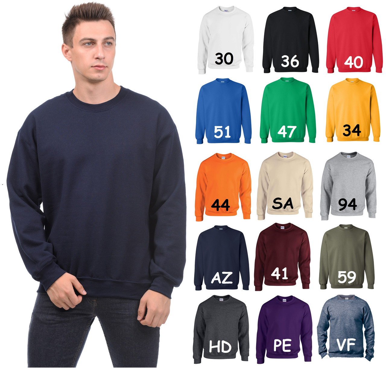 Чоловічий світшот на флісі Gildan з начосом Heavy Blend Crewneck Sweatshirt теплий светр толстовка кофта