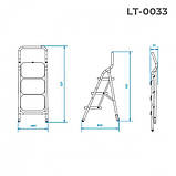 Драбина 3 ступені 380x260 мм висота 1145 мм INTERTOOL LT-0033, фото 2