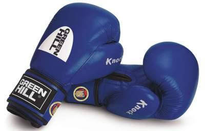 Рукавички боксерські KNOCK 14 унцій сині Green Hill ліцензовані Федерацією боксу України, фото 2