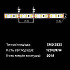 Світлодіодна стрічка OEM ST-50-12-2835-120-CW-V2 (50м) біла, негерметична, 1м, фото 5