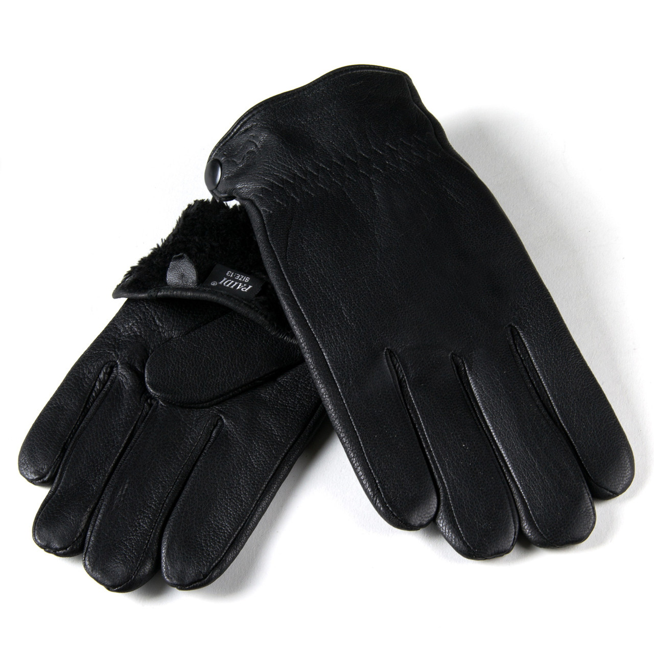 PODIUM Перчатка чоловіча шкіра-олень Paidi 210-1 black плюш