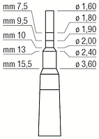 Остеотом - розширювач місця імплантації, увігнутий, прямій, діаметр 1,60-3,60 мм, Medesy, 1300/1