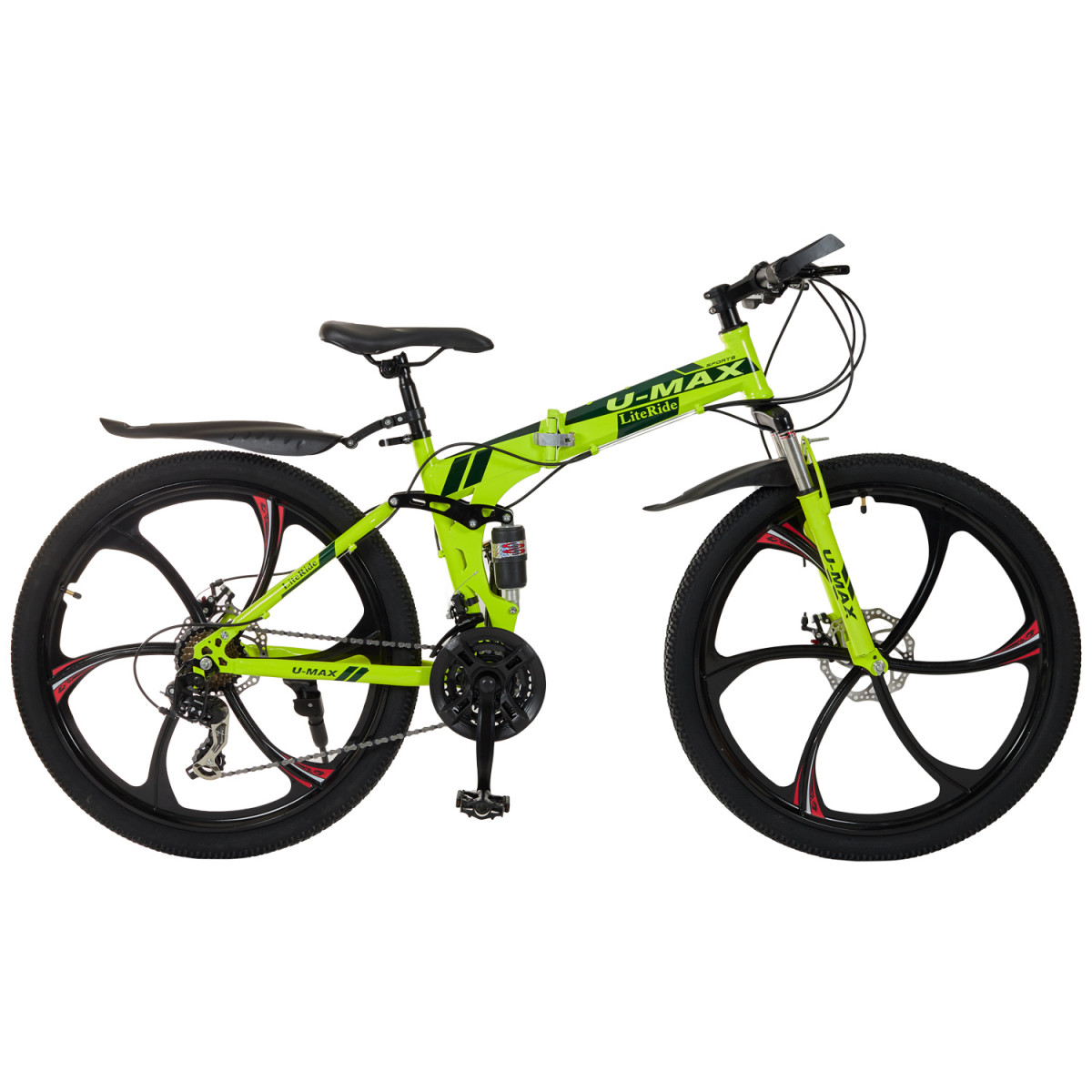 Велосипед складний U-Max LiteRide рама 17" | лите дискове колесо 26" | салатовий колір | на зріст 155-185 см