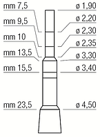 Остеотом - розширювач місця імплантації, увігнутий, прямій, діаметр 1,90-4,50 мм, Medesy, 1300/2