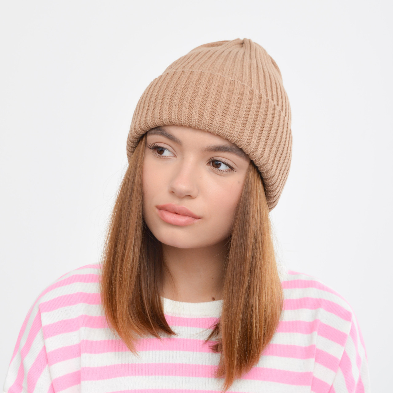 Шапка Віскоза база 049  темний беж