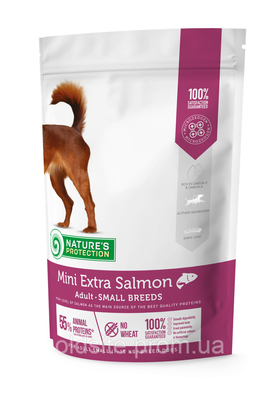 Корм Nature's Protection Mini Extra Salmon Adult Small Breeds сухий з лососем для дорослих собак малих порід 0.5 кг