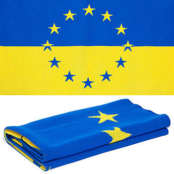 Плед в’язаний прапор України + прапор Європи 180х100 Blue + Yellow