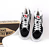 Зимові чоловічі та жіночі кеди Vans Sk8-Hi Mid Black White Ванс СК-8 Хай Мід чорно-білі з хутром, фото 6
