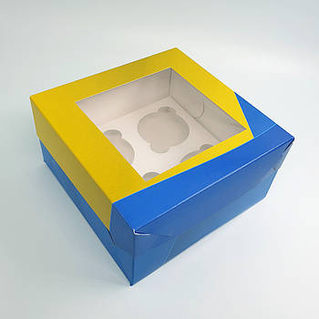 Коробка для капкейків на 4 шт Український прапор