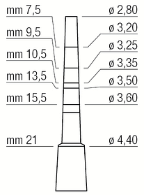 Остеотом - розширювач місця імплантації, увігнутий, прямій, діаметр 2,80-4,40 мм, Medesy, 1300/3