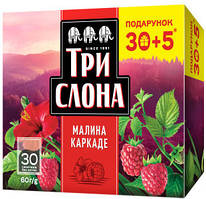 Чай Квіти каркаде та ягоди малини Три Слона (35 пакетиків х 2г) 60г