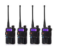 Комплект 4 шт Рація портативна Baofeng UV-5R VHF/UHF 5 Вт Black