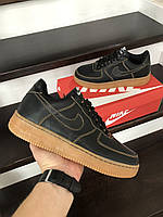 Чоловічі кросівки 10285 Nike Air Force Af 1 чорні з коричневим + Безкоштовна доставка