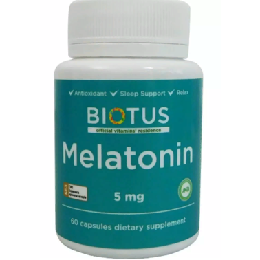 Мелатонін, Melatonin, Biotus, 5 мг, 60 капсул (BIO-530418)