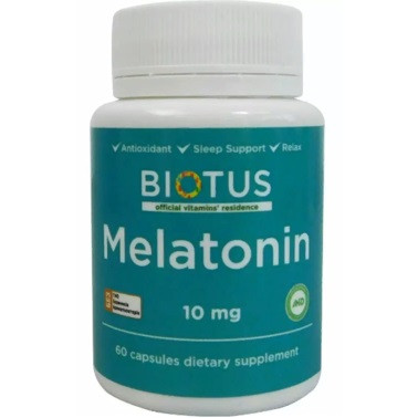 Мелатонін, Melatonin, Biotus, 10 мг, 60 капсул (BIO-530449)