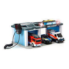 Ігровий набір Dickie Toys Рятувальний центр зі звуковими і світловими ефектами 3 машини 3716015