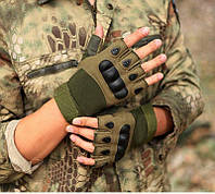 Тактические военные беспалые перчатки цвет олива хаки универсальные. Штурмовые Военные беспалые перчатки