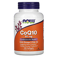 Коэнзим Q10 с рыбьим жиром, CoQ10, Now Foods, 60 мг 120 капсул (NOW-03166)